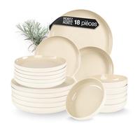 Moritz & Moritz Vaisselle 6 Personnes Gres - Lot de 18 Assiettes avec Assiette Plate, Assiette a Dessert & Assiette Creuse - Cavo