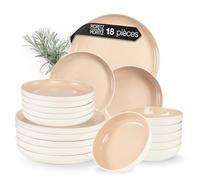 Moritz & Moritz Vaisselle 6 Personnes Gres - Lot de 18 Assiettes avec Assiette Plate, Assiette a Dessert & Assiette Creuse - Cavo