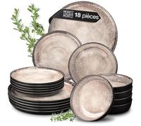 Moritz & Moritz VIDA service de table 6 personnes - 18 Pièces - vaisselle et arts de la table beige 6x assiettes plates, 6x assiettes creuses, 6x assiettes à petit-déjeuner