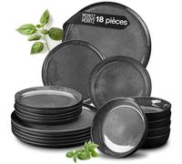 Moritz & Moritz VIDA Tableware Set Anthracite 18-Piece Porcelain Microwave and Dishwasher Safe for 6 People