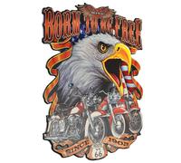 Moritz Plaque de métal Né pour être libre Route 66 Biker 50 x 59 Vintage Rétro Nostalgie Métal Décoration