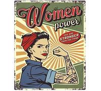 Moritz Plaque décorative en métal Motif Woman Power Stronger The You Think Retro Idée cadeau en métal vintage pour décoration