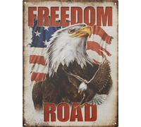 Moritz Plaque en métal 25 x 33 cm Freedom Road Adler Eagle USA Deko Plaque en métal rétro Vintage Retro Proverbes drôle