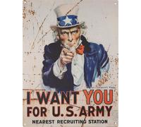 Moritz Plaque en métal 25 x 33 cm I Want You For U.S. Army Déco Plaque en métal rétro Vintage Proverbes drôles
