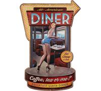 Moritz Plaque en métal 41 x 60 cm American Diner Amérique USA Femme Retro Coffee Déco Plaque en métal Retro Vintage Proverbes drôles