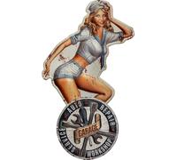 Moritz Plaque en tôle 36 x 60 cm PinUp Girl Marine Femme Garage Auto Repair Déco Plaque en métal rétro Vintage Proverbes drôles