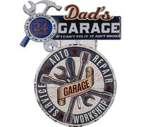 Moritz Plaque en tôle 48 x 60 cm Dads Garage Papa père atelier voiture mécanicien Deko Plaque en métal rétro vintage Retro Proverbes drôle