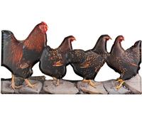 Moritz Plaque en tôle 49,5 x 25,5 cm 4 poules Coq Poulet Poulets Déco Plaque métal rétro vintage