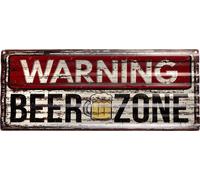 Moritz Plaque en tôle 59 x 24 cm Warning Beer Zone Bière Bar Bar Déco Plaque en métal rétro Vintage Rétro Proverbes drôles