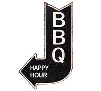 Moritz Plaque en tôle avec inscription « Enter BBQ Happy Hour » - Style antique - 40 x 25 cm