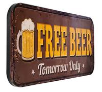 Moritz Plaque en tôle XXL Free Beer Bière 100 x 46,5 Vintage Rétro Nostalgie Métal Décoration