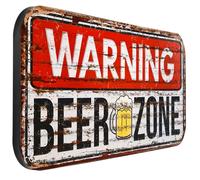 Moritz Plaque en tôle XXL Warning Beer Zone 100 x 46,5 Vintage Rétro Nostalgie Métal Décoration