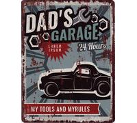 Moritz Retro Deko Plaque de métal Dads Garage Lorem Ipsum Idée de cadeau en métal design vintage pour la décoration