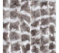 Moritz Rideau de porte, en velours, fait en chenille, 100 x 230 cm, blanc et taupe, rigide, peut servir de moustiquaire dans une caravane, au camping