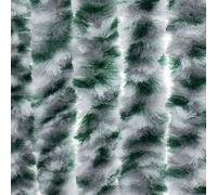 Moritz Rideau velours en chenille 100 x 200 cm blanc/argent/vert chiné Rideau de porte comme moustiquaire pour le camping caravane