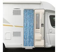 Moritz Rideau velours en chenille 56 x 185 cm bleu gris blanc rayé Rideau de porte comme moustiquaire pour camping caravaning