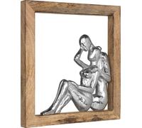 Moritz Sculpture Couple d'amoureux argenté dans un cadre photo I 27 x 29 x 3 cm I Couple amoureux I Couple I Idée de cadeau à suspendre I Bois de manguier Déco Figure I Décoration de salon