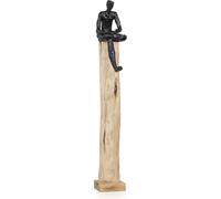 Moritz Sculpture I Homme assis sur un tronc grand I 17 x 13 x 74 cm I Décoration en bois I Sculptures Déco I Moderne I Salon I en bois I Sculpture en bois