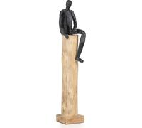 Moritz Sculpture I Homme assis sur un tronc petit I 13,5 x 11 x 58 cm I Décoration en bois I Sculptures Deko I Moderne I Salon I en bois I Sculpture en bois