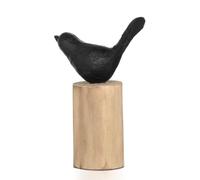 Moritz Sculpture I Oiseau sur tronc d'arbre petit I 14,5 x 7,5 x 23 cm I Décoration en bois I Sculptures Deko I Moderne I Salon I en bois I Sculpture en bois