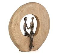 Moritz Sculpture jamais seule I Jamais seule seule 24,5 x 23 cm noir or I Bois de manguier Figurine décorative en bois de manguier I Décoration de table I Sculptures Décoration moderne