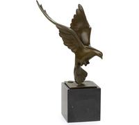 Moritz Sculpture pigeon en bronze sur socle en marbre noir - Figure d'art noble pour salon & bureau, 30 cm I Pigeon en vol