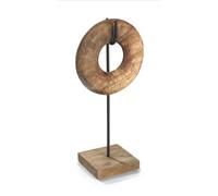 Moritz Sculpture symbole cercle infini bois de manguier avec colonne acier rouille design main taille S Small Donut