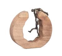 Moritz Sculpture Teamwork - 28 cm - Noir/doré - En bois de manguier | Fabriqué à la main en bois massif et aluminium, pièce unique avec grain fin, symbole de l'esprit d'équipe