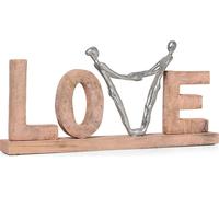 Moritz Skultur Love Stands | Amour | Couple d'amoureux | Être amoureux | 57 x 7 x 26 cm | Bois peint en rose | Amoureux | Mariage | Signe