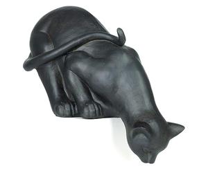 Moritz Statuette de chat noir avec tabouret décoratif Hauteur 42 cm