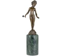 Moritz Statuette en bronze Fillette aux fleurs avec rose Hauteur 31,5 cm 1,65 kg Sculpture Statue Style antique historique Décoration Vintage