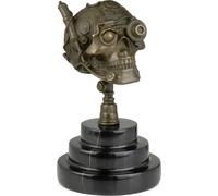 Moritz Statuette en bronze Steampunk Crâne Hauteur 18,5 cm 1,85 kg Sculpture Statue Style antique historique Décoration Vintage