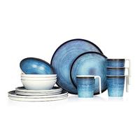 Moritz Vaisselle de table de camping en mélamine pour 4 personnes 16 pièces | Passe au lave-vaisselle | Service de pique-nique | Vaisselle de camping I Deep Ocean Design