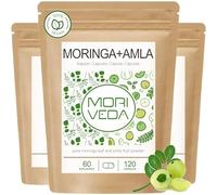 MoriVeda® Moringa + Amla 360 gélules I Moringa hautement dosées - La bombe vitaminée avec amlabéères pour le système immunitaire et la digestion I Vegan & sans gluten I 3 x 120 gélules