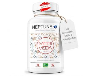 MoriVeda Neptune Capsules d'huile de krill, oméga 3-6-9 EPA DHA antioxydants, vitamine E, choline, phospholipides, haute biodisponibilité, 90 pièces