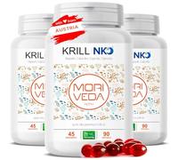 MoriVeda NKO Huile de krill, 270 capsules molles (softgels) avec Oméga-3 6 9 (EPA/DHA), astaxanthine, vitamine E, choline et phospholipides, certifié MSC & durable