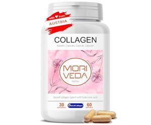 MoriVeda® NP-Vital Biocell Collagen Capsules 1000mg, 60 Caps, avec du collagène-II et de l'acide hyaluronique haute biodisponibilité, pour la peau, les cheveux et les articulations (1 Month Pack)