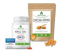 MoriVeda® Paquet de produits "Cardio" | Capsules molles d'huile de krill NKO® et capsules de curcuma + poivre | Paquet de nutriments pour le corps et l'esprit | 90 pièces chacun
