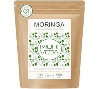MoriVeda Poudre de Moringa, 500 g, poudre de feuilles d’Oleifera microfine avec vitamines, protéines, acides aminés et micronutriments, selon une recette ayurvédique, végan et sans gluten