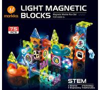 morkka Blocs de Construction Magnétique avec Piste, 75 Pièces, Jeu STEM 3 | Blocs et éléments de piste. Circuits et parcours modulables à assembler. Logique et créativité. Idéal de 3 à 12 ans