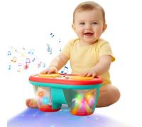 Morkka Jouet pour bébé de 6 à 12 mois - Projecteur d'océan - Jouet musical pour 12-18 mois - Pour apprendre à ramper - Tambour à main - 1 à 2 ans - Cadeau pour bébé garçon et fille