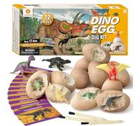morkka Oeufs de Dinosaure Kit de Fouille 12 Pack, Découvrez 12 Dinos Différents, œuf de Dino Jouet D'archéologie Fête de Pâques Jouets STEM Jouets éducatifs pour 6 Ans Garçons Filles Enfants Cadeau