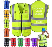 Morlavid Gilet de Sécurité Haute Visibilité Personnalisé avec Poches Chasuble Personnalisable avec Logo para Hombre pour le Travail de Construction,Fluorescent