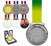 Morlavid Medaille Personnalisée pour Récompenses Logo Personnalisable Texte Nom Médaille Gravée Personnalisé avec Ruban pour Ligue des Champions,MetalSilver