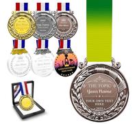 Morlavid Medaille Personnalisée pour Récompenses Logo Personnalisable Texte Nom Médaille Gravée Personnalisé avec Ruban pour Ligue des Champions,MetalCopper