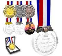 Morlavid Medaille Personnalisée pour Récompenses Logo Personnalisable Texte Nom Médaille Gravée Personnalisé avec Ruban pour Ligue des Champions,CrystalCopper