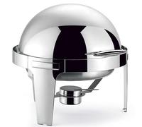 Morleos Chauffe-plat Chafing Dish Avec Couvercle Enroulable | Rond 47 x 47 x 45 cm | Volume 6 Litres | Acier Inoxydable Argenté | Chauffe-soupe Buffet Restauration Rechaud Gastronomie