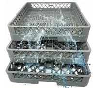 Morleos Égouttoir lave-vaisselle professionnel 50x50x10 cm, assiettes avec doigts, couverts maille fine, verres maille large, lot de 3 gastro