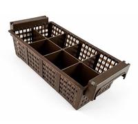 MORLEOS Panier à couverts pour lave-vaisselle gastronomique, panier à couverts avec 8 compartiments, en plastique, porte-couverts, pour restaurant, hôtel, grande cuisine, marron, 42 x 21 x 14,5 cm