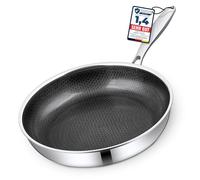 Morleos Poêle à frire en céramique 28cm | Poêle à frire en nid d'abeille résistante aux rayures | 5 couches - 3mm - 1,35 kg | Poêle à frire pour induction | Antiadhésive | Sans PFAS & PTFE